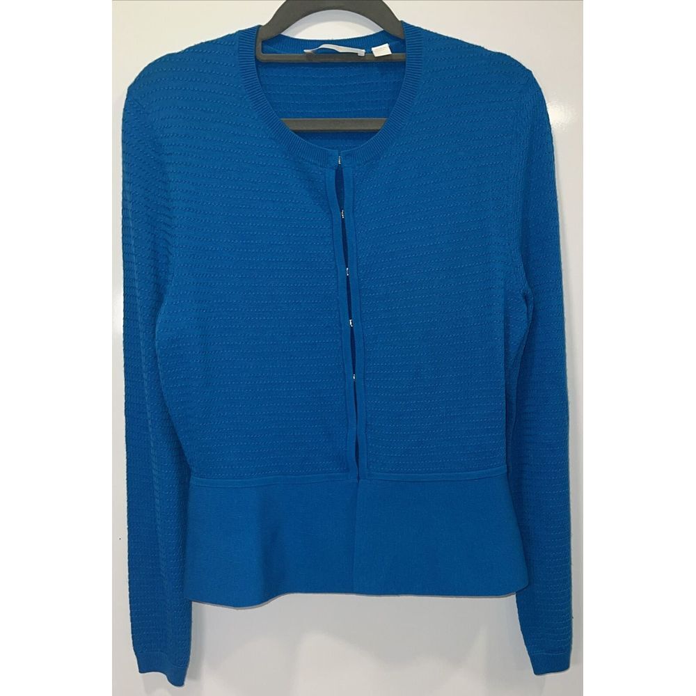 Hugo Boss Women S M Blue Wool Faithe Cardigan Sweater Jacket Top Shirt